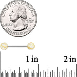 14G 9/16 Matte White Splatter Barbell Nipple Ring Set