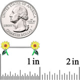 14G 9/16 Cheery Sunflower Barbell Nipple Ring Set