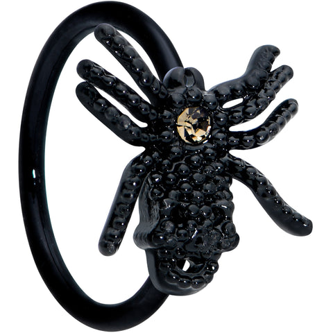 20G 5/16 Yellow Gem Black Nubbly Spider Halloween Nose Hoop