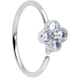 20G 3/8 Clear Gem Tiny Flower Nose Hoop