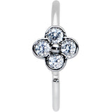 20G 3/8 Clear Gem Tiny Flower Nose Hoop