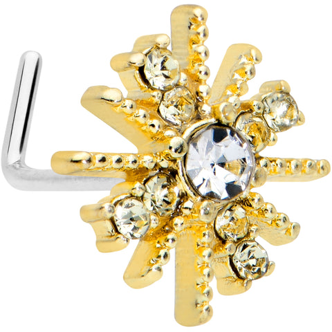 20G 7mm Clear Gem Gold Tone Star Christmas L Shape Nose Ring