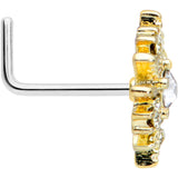 20G 7mm Clear Gem Gold Tone Star Christmas L Shape Nose Ring
