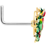 20G 7mm Festive Bow Wreath Christmas L Shape Nose Ring