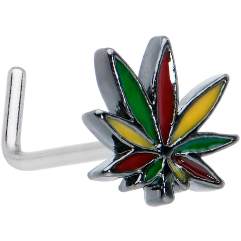 20G 1/4 Multicolor Pot Leaf L Shape Nose Ring