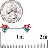 14G 9/16 Pine Bough Red Bow Christmas Barbell Nipple Ring Set