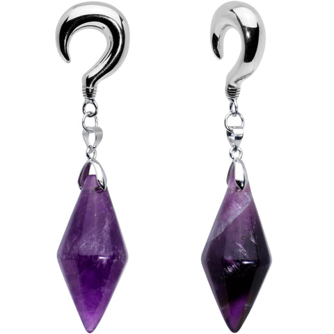 2G Purple Stone Point Curved Drop Taper Ear Weights