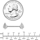 14G 9/16 Autumn Textured Leaf Barbell Nipple Ring Set