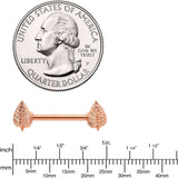 14G 9/16 Rose Gold Tone Fall Texture Leaf Barbell Nipple Ring Set