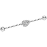 14G Autumn Textured Leaf Industrial Barbell 38mm