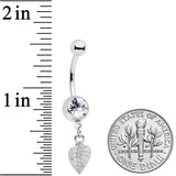 Clear Gem Autumn Lovely Textured Leaf Dangle Belly Ring