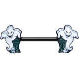 14G 9/16 Black Graveyard Ghost Halloween Barbell Nipple Ring Set
