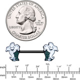 14G 9/16 Black Graveyard Ghost Halloween Barbell Nipple Ring Set