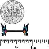 14G 9/16 Black Sunset Butterfly Barbell Nipple Ring Set