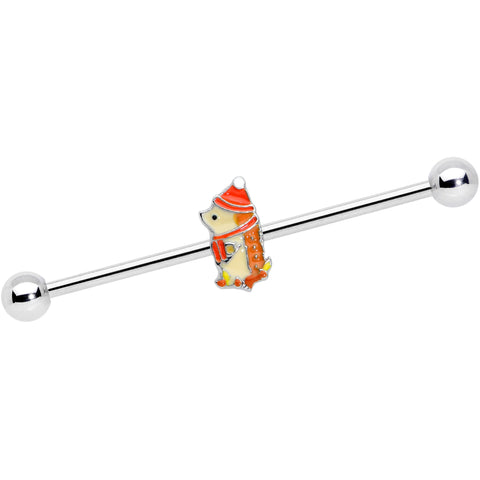 14G Cozy Winter Hedgehog Industrial Barbell 38mm