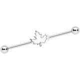 14G Autumn White Maple Leaf Industrial Barbell 38mm