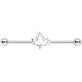14G Autumn White Maple Leaf Industrial Barbell 38mm