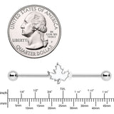 14G Autumn White Maple Leaf Industrial Barbell 38mm