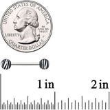 14G 9/16 Matte Grey Zebra Stripe Barbell Nipple Ring Set