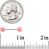 14G 9/16 Matte Pink Splatter Barbell Nipple Ring Set