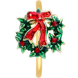 20G 5/16 Gold Tone Festive Bow Wreath Christmas Nose Hoop