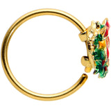 20G 5/16 Gold Tone Festive Bow Wreath Christmas Nose Hoop