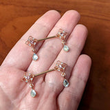 14G 9/16 Purple Grey Gem Rose Gold Tone Dangle Nipple Ring Set