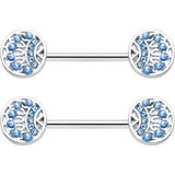 14G 1/2 Blue Gem Geometric Blues Barbell Nipple Ring Set