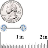 14G 1/2 Blue Gem Geometric Blues Barbell Nipple Ring Set