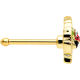 20G 1/4 Clear Gem Gold Tone Leafy Ladybug Nose Bone