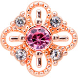 20G 1/4 Clear Pink Gem Rosy Cross Rhombus Nose Bone