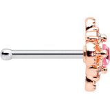 20G 1/4 Clear Pink Gem Rosy Cross Rhombus Nose Bone