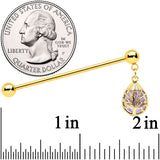 14G Amethyst Gold Tone Drop Tree Dangle Industrial Barbell 38mm
