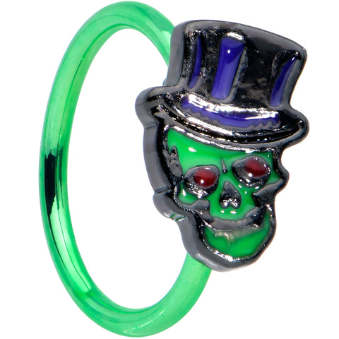 20G 5/16 Green Top Hat Skull Halloween Nose Hoop