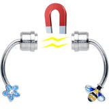 Bee Flower Ends Non Pierced Magnetic Clip On Fake Septum Ring