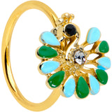 20G 5/16 Clear Black Gem Gold Tone Pretty Peacock Nose Hoop