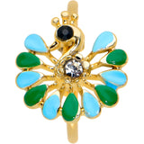 20G 5/16 Clear Black Gem Gold Tone Pretty Peacock Nose Hoop