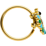 20G 5/16 Clear Black Gem Gold Tone Pretty Peacock Nose Hoop