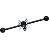 14G Clear Gem Black Skull Spider Halloween Industrial Barbell 38mm