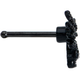 20G 1/4 Clear Gem Black Spider Halloween Nose Bone