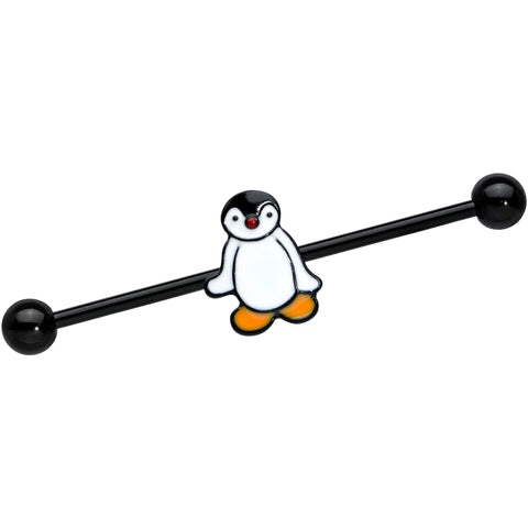 14G Black Baby Penguin Industrial Barbell 38mm