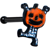 20G 1/4 Black Dancing Skeleton Pumpkin Halloween Nose Bone