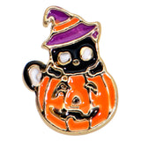 20G 1/4 Gold Tone Pumpkin Black Cat Witch Halloween Nose Bone