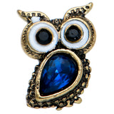 20G 1/4 Blue Gem Gold Tone Wide Eyed Owl Nose Bone