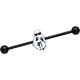 14G Black Hipster Ghost Halloween Industrial Barbell 38mm