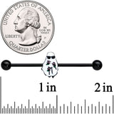 14G Black Hipster Ghost Halloween Industrial Barbell 38mm