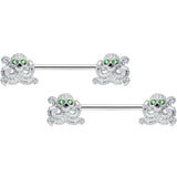 14G 9/16 Green Gem Sunglasses Octopus Barbell Nipple Ring Set