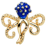 20G 1/4 Gold Tone Textured Blue Octopus L Shape Nose Ring