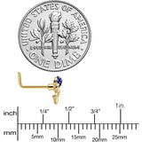 20G 1/4 Gold Tone Textured Blue Octopus L Shape Nose Ring