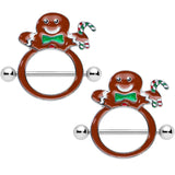 14G 11/16 Festive Gingerbread Man Christmas Nipple Shield Set